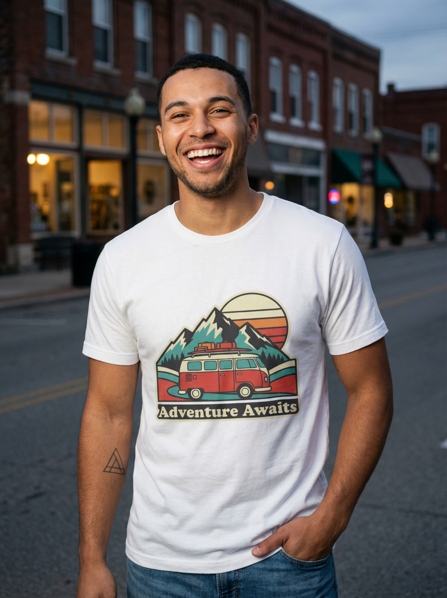 Adventure Awaits - Retro Van Life Adventure Unisex Tee