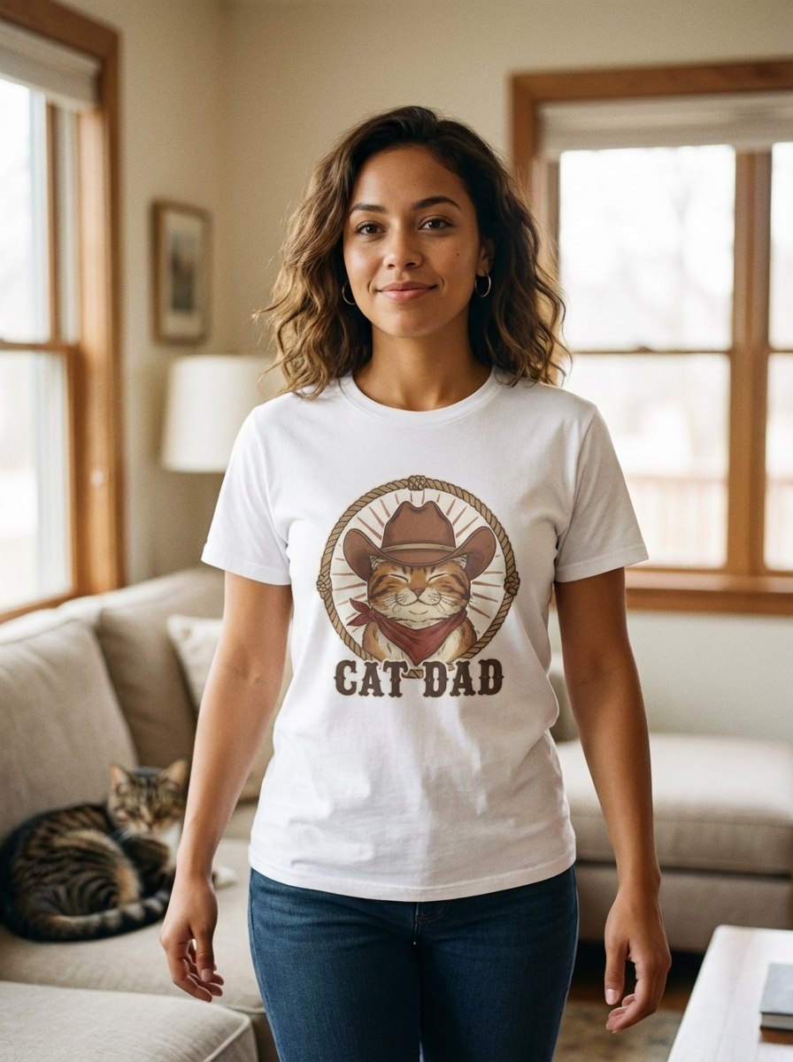 Cat Dad Shirt | Western Rustic Cat Dad | Gift for Cat Lovers | Unisex Tee