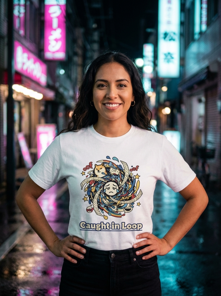 Caught in Loop - Viral Vortex Unisex Softstyle T-Shirt