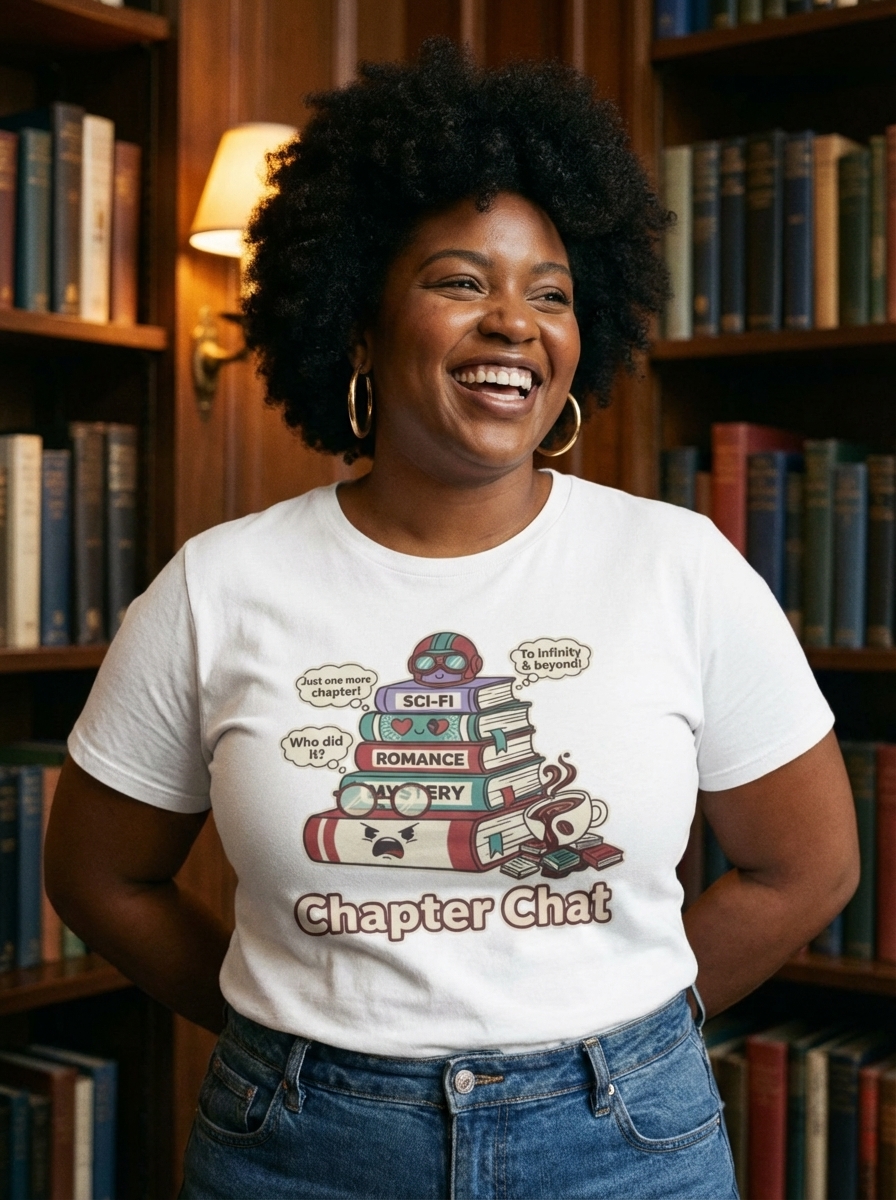 Chapter Chat - Chapter Chat Animated Book Stack T-Shirt