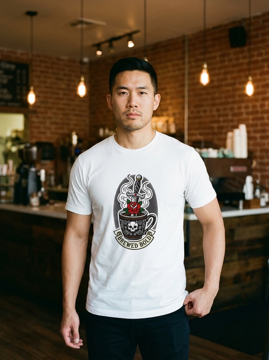 Coffee Lover Shirt | Tattoo Inspired Coffee Art | Gift for Caffeine Fans | Unisex Tee