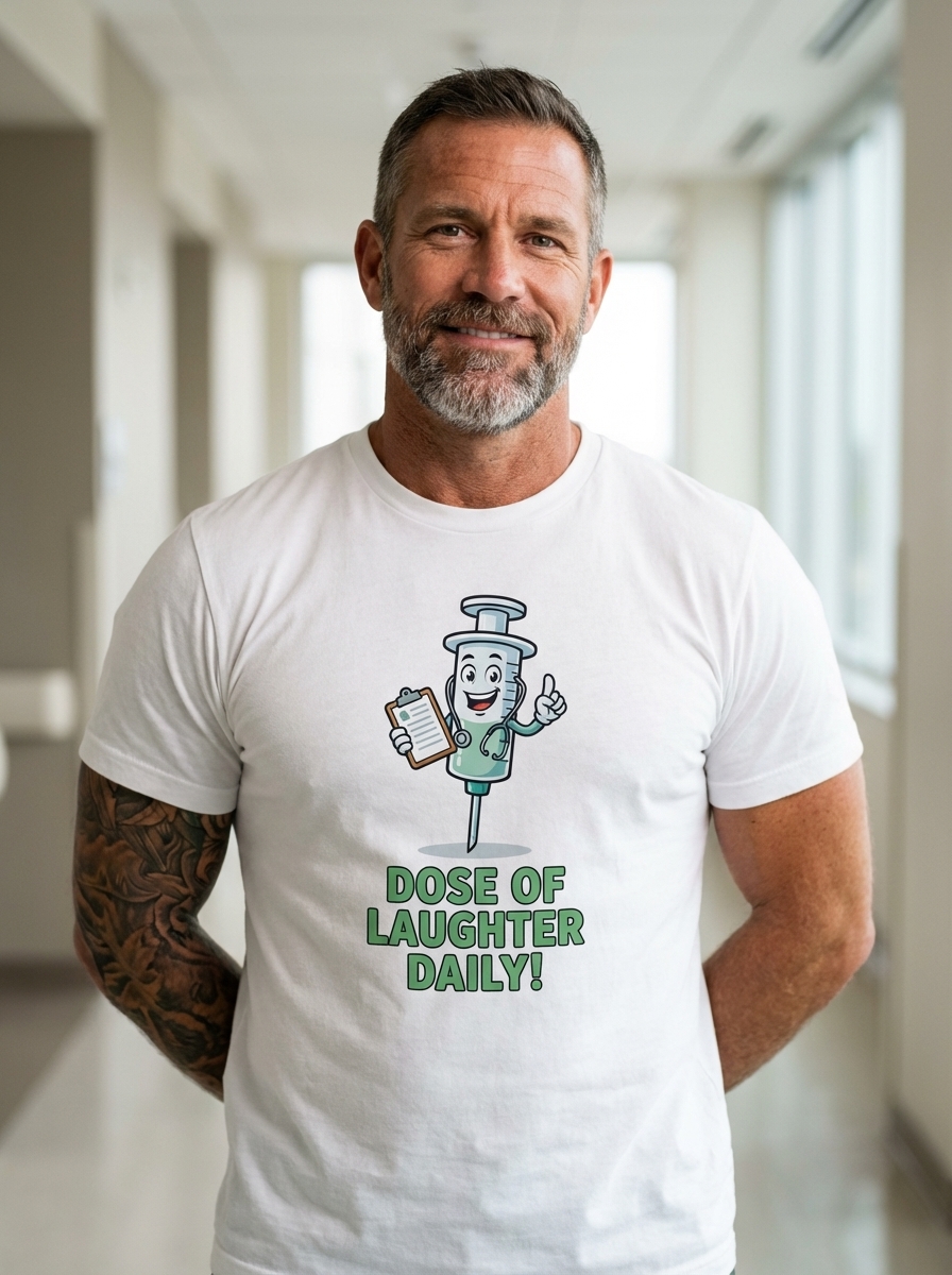 "Dose of Laughter Daily!" - Nurse Humor Graphic Tee