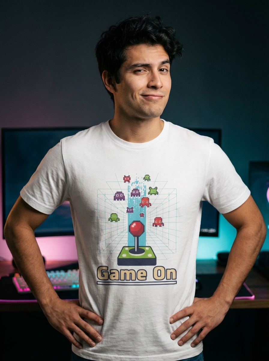 Game On - Game On. - Retro Arcade Style Pixel Art T-Shirt
