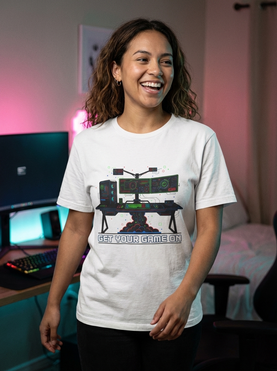 Get Your Game On - Neon Gaming Setup Tee