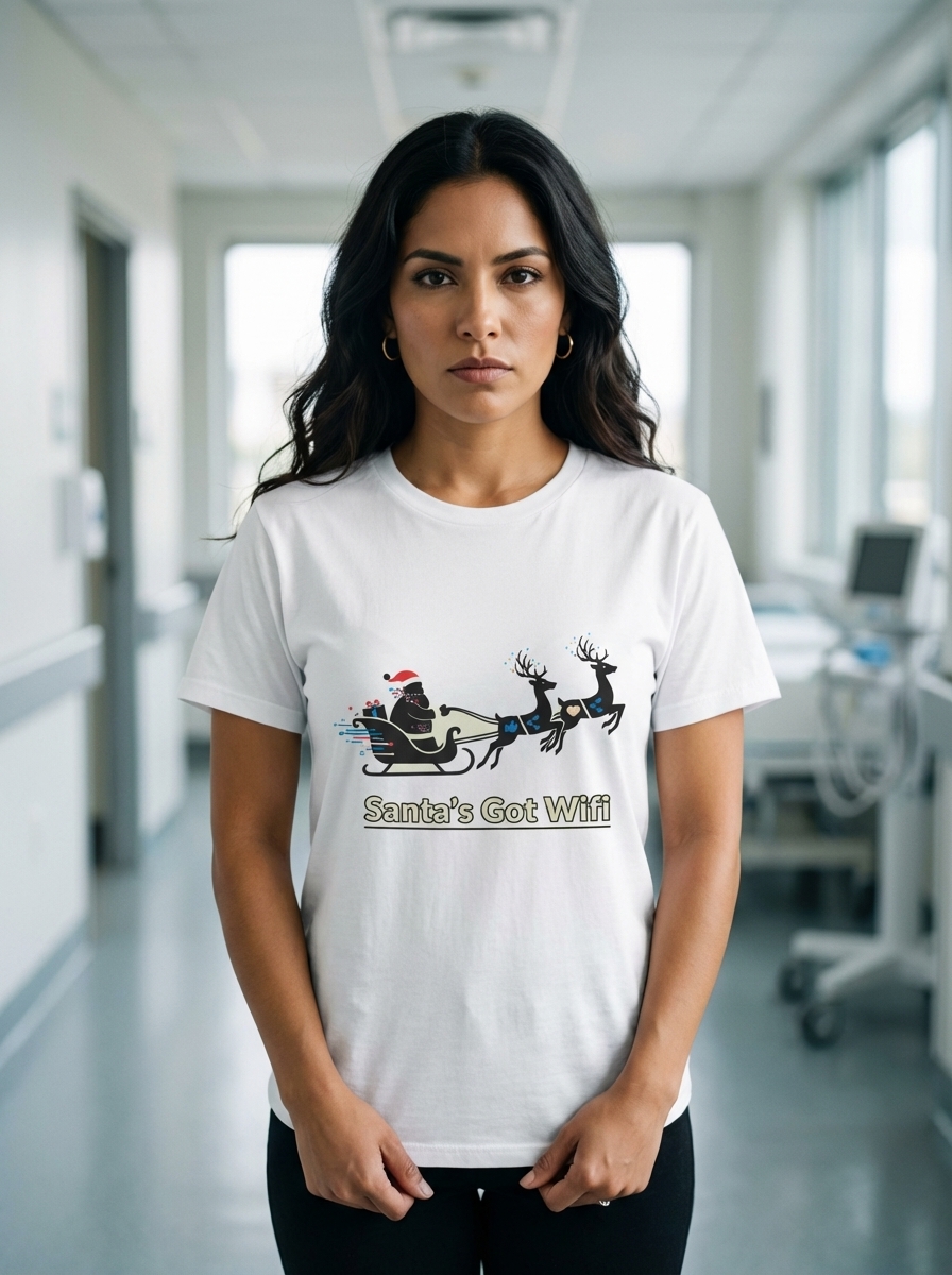 "Santa's Got Wifi" - Digital Santa Express – Modern Christmas T-Shirt